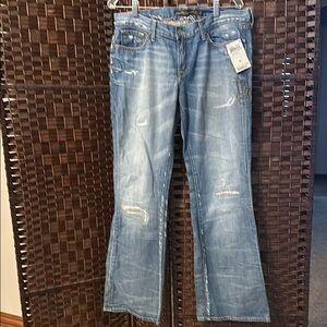 Nwt Lucky Legend Zoe Peace sign Distressed Blue Denim Jeans